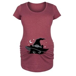 Bloom Maternity Red Peekaboo Cat Witch Halloween Pregnancy Top